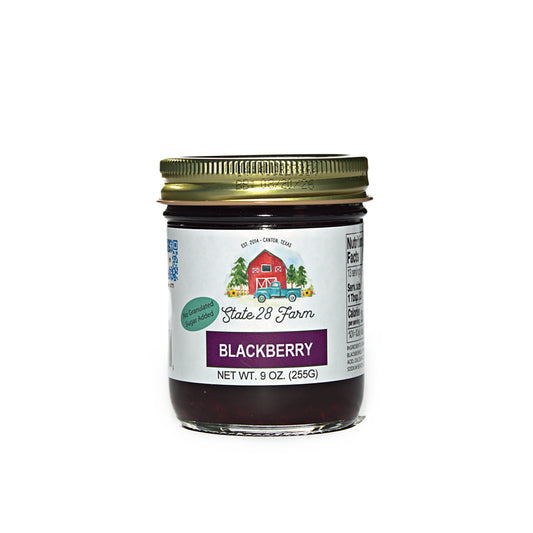 STATE 28 FARM BLACKBERRY JELLY- NO GRANULAR SUGAR ADDED 9 OZ