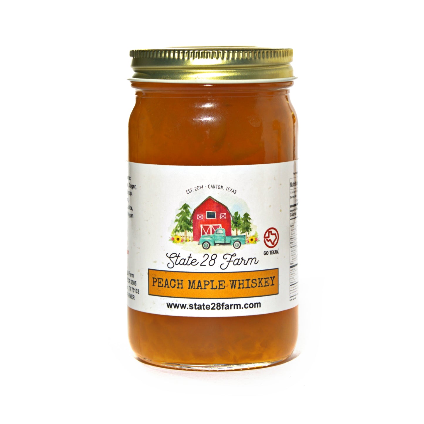 STATE 28 FARM PEACH MAPLE WHISKEY BOOZY JAM 9 OZ