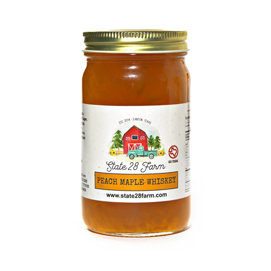 STATE 28 FARM PEACH MAPLE WHISKEY BOOZY JAM 9 OZ