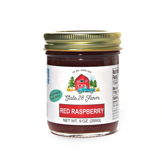 STATE 28 FARM SEEDLESS RED RASPBERRY- NO GRANULAR SUGAR 9 OZ